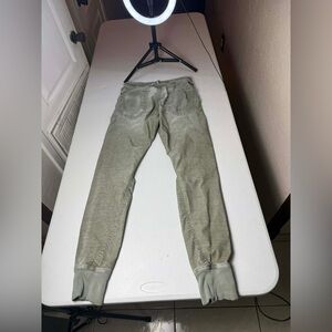 True Religion Green Embroidered Legging Denim Skinny Jeans jogger Sz 28 damaged